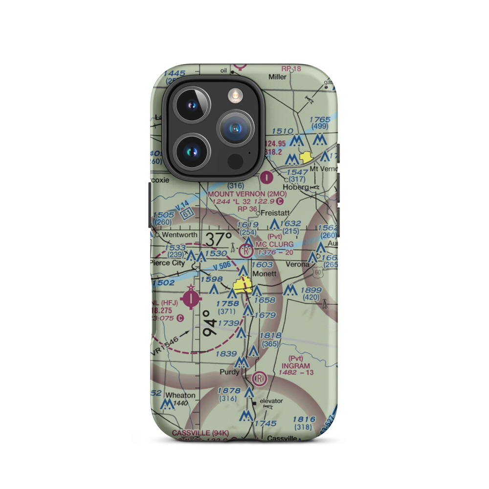Mc Clurg Airport (56MO) VFR Sectional  Tough iPhone Case iPhone 16 Pro model shown