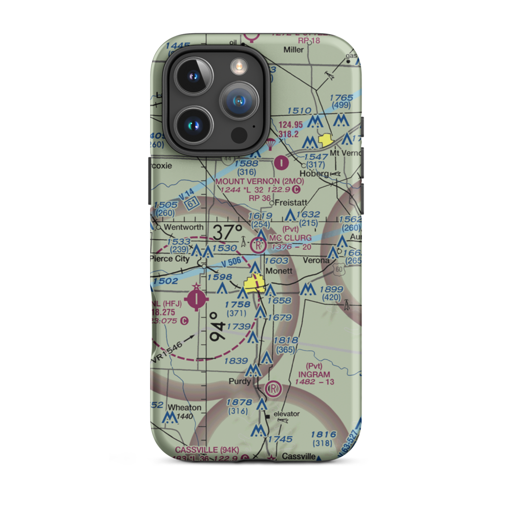 Mc Clurg Airport (56MO) VFR Sectional  Tough iPhone Case iPhone 16 Pro Max model shown