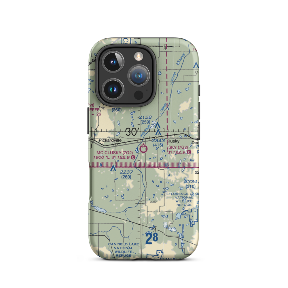 Mc Clusky Municipal Airport (7G2) VFR Sectional  Tough iPhone Case iPhone 16 Pro model shown