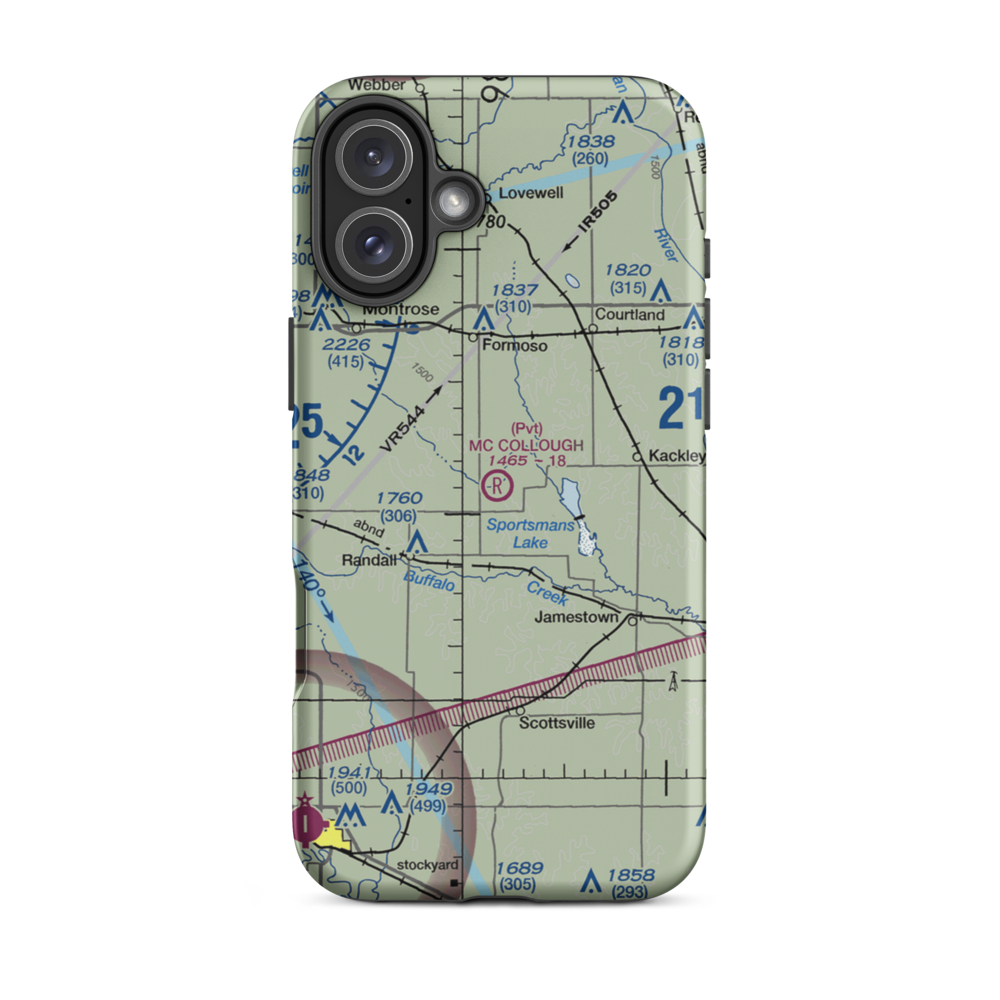 Mc Collough Airfield (SN49) VFR Sectional  Tough iPhone Case iPhone 16 Plus model shown