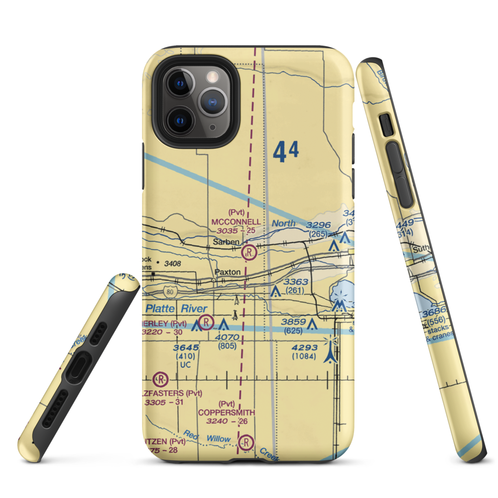 Mc Connell Field Airport (04NE) VFR Sectional  Tough iPhone Case iPhone 11 Pro Max model shown