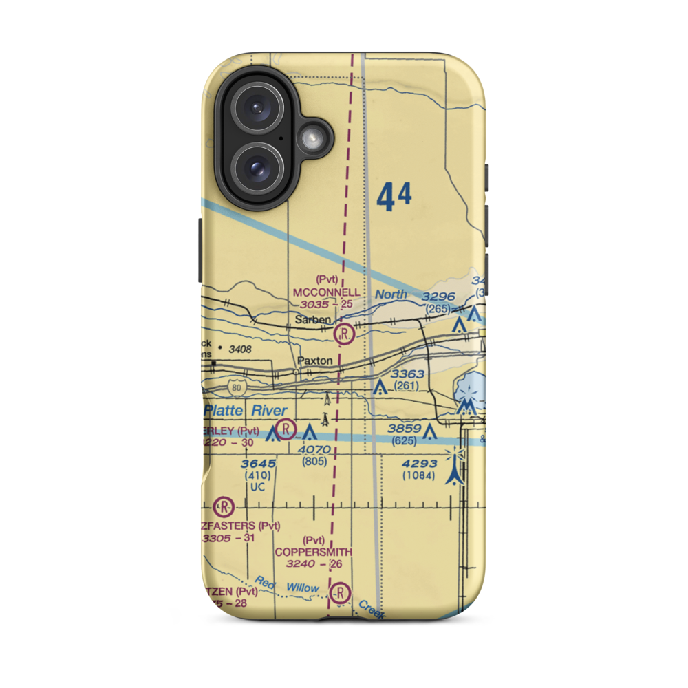 Mc Connell Field Airport (04NE) VFR Sectional  Tough iPhone Case iPhone 16 Plus model shown