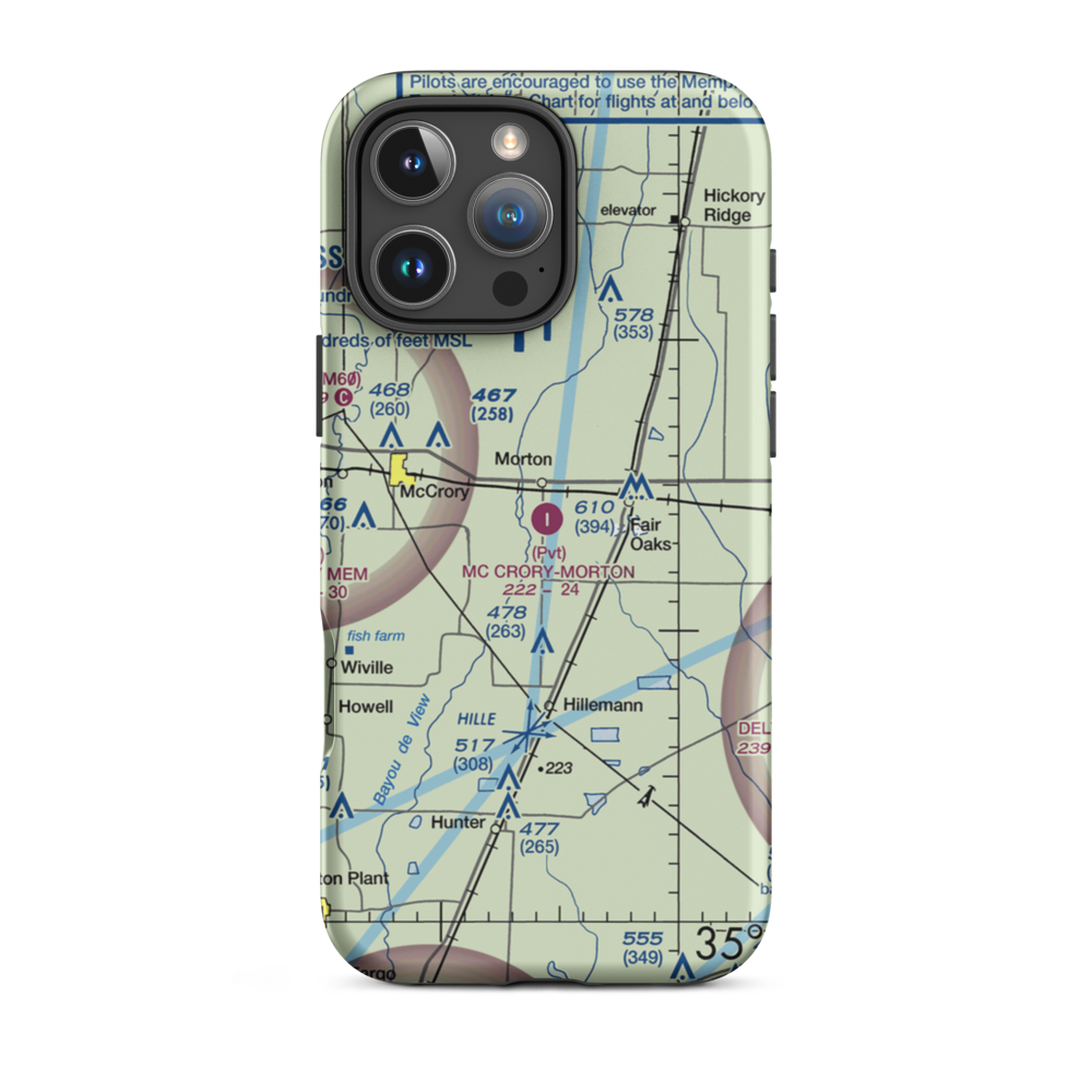 Mc Crory/Morton Airport (2AR4) VFR Sectional  Tough iPhone Case iPhone 16 Pro Max model shown