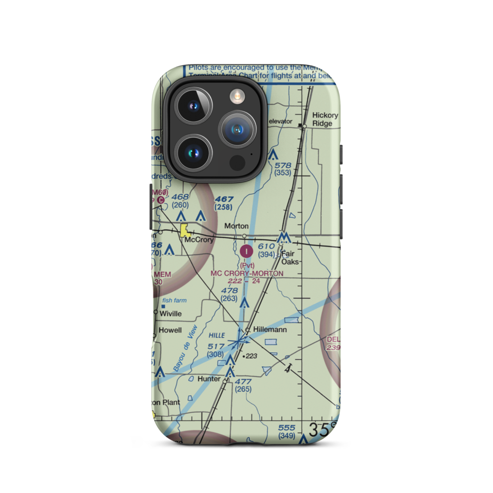 Mc Crory/Morton Airport (7M0) VFR Sectional  Tough iPhone Case iPhone 16 Pro model shown