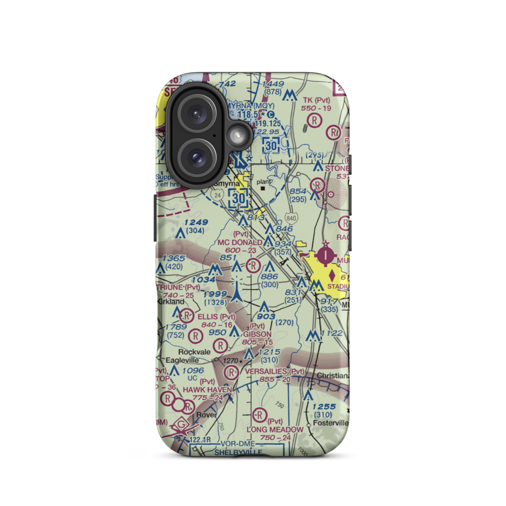 Mc Donald Airport (0TN5) VFR Sectional  Tough iPhone Case iPhone 16 model shown