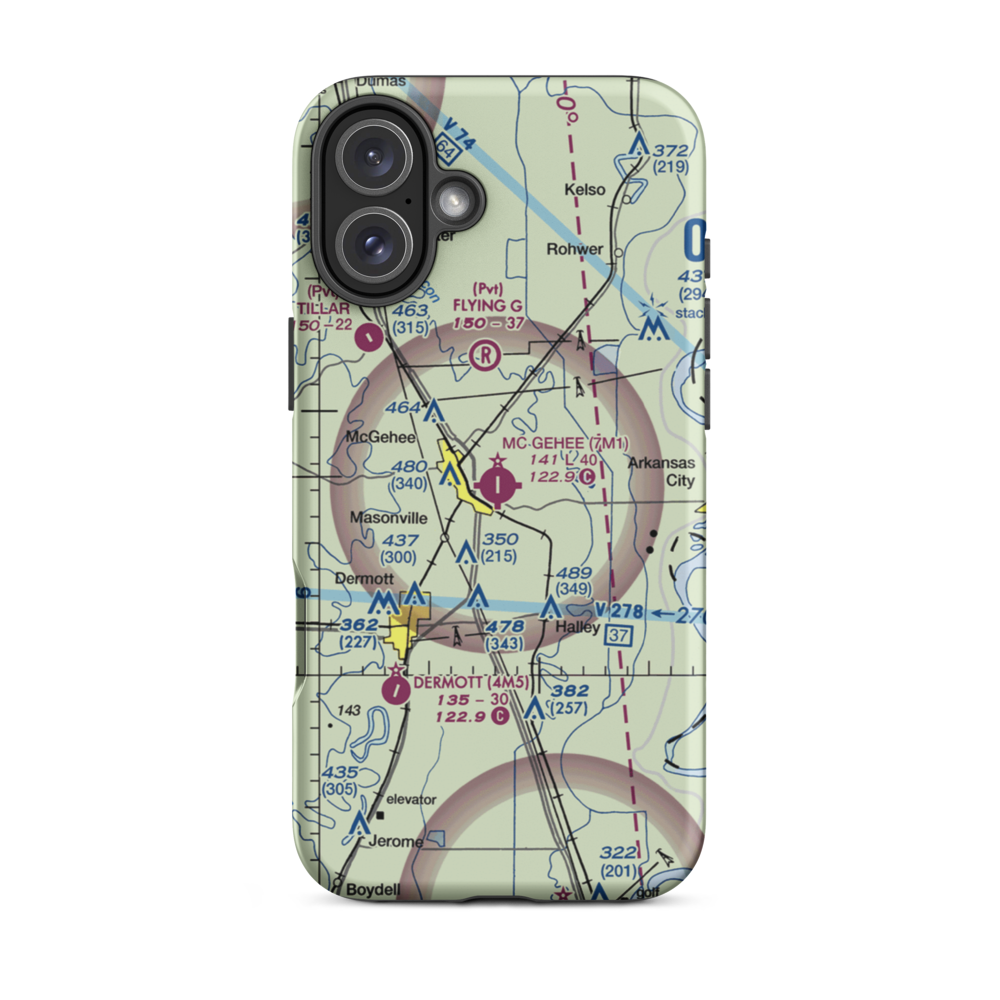 Mc Gehee Municipal Airport (7M1) VFR Sectional  Tough iPhone Case iPhone 16 Plus model shown