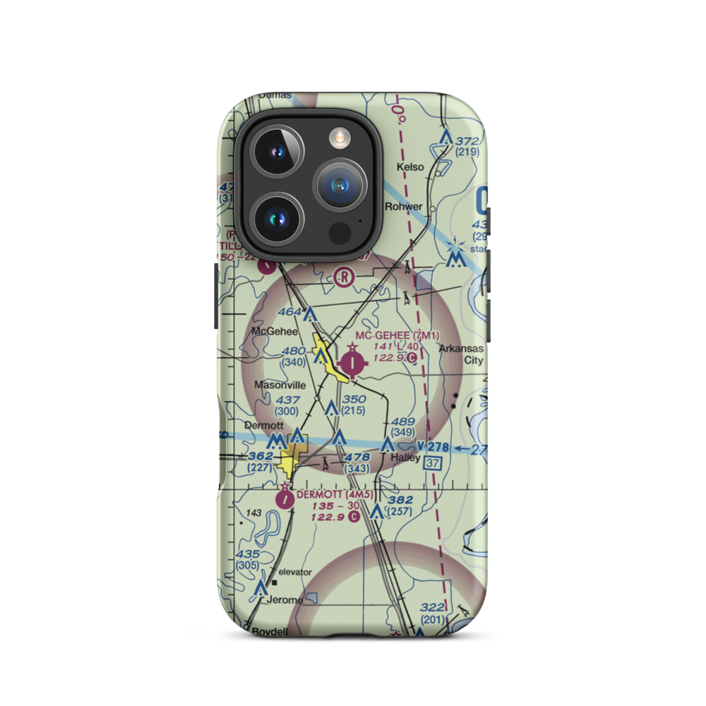 Mc Gehee Municipal Airport (7M1) VFR Sectional  Tough iPhone Case iPhone 16 Pro model shown
