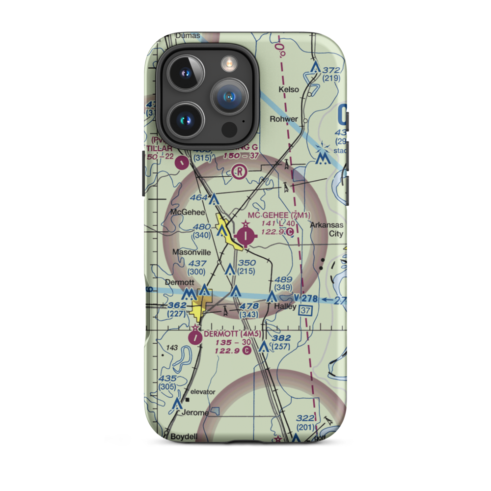 Mc Gehee Municipal Airport (7M1) VFR Sectional  Tough iPhone Case iPhone 16 Pro Max model shown