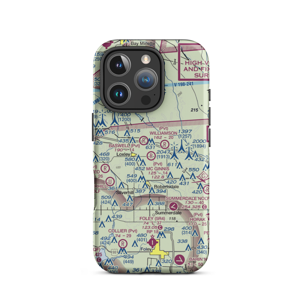 Mc Ginnis Airport (AL35) VFR Sectional  Tough iPhone Case iPhone 16 Pro model shown