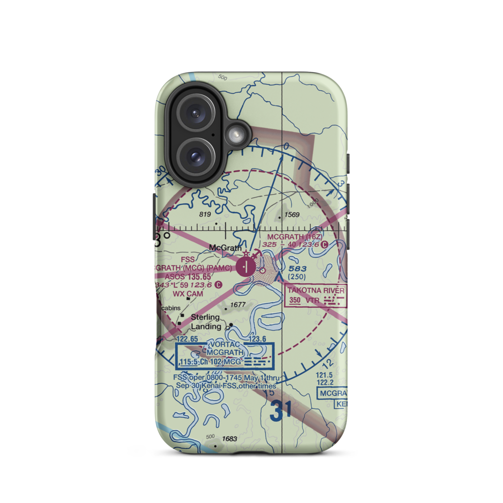 Mc Grath Seaplane Base (16Z) VFR Sectional  Tough iPhone Case iPhone 16 model shown