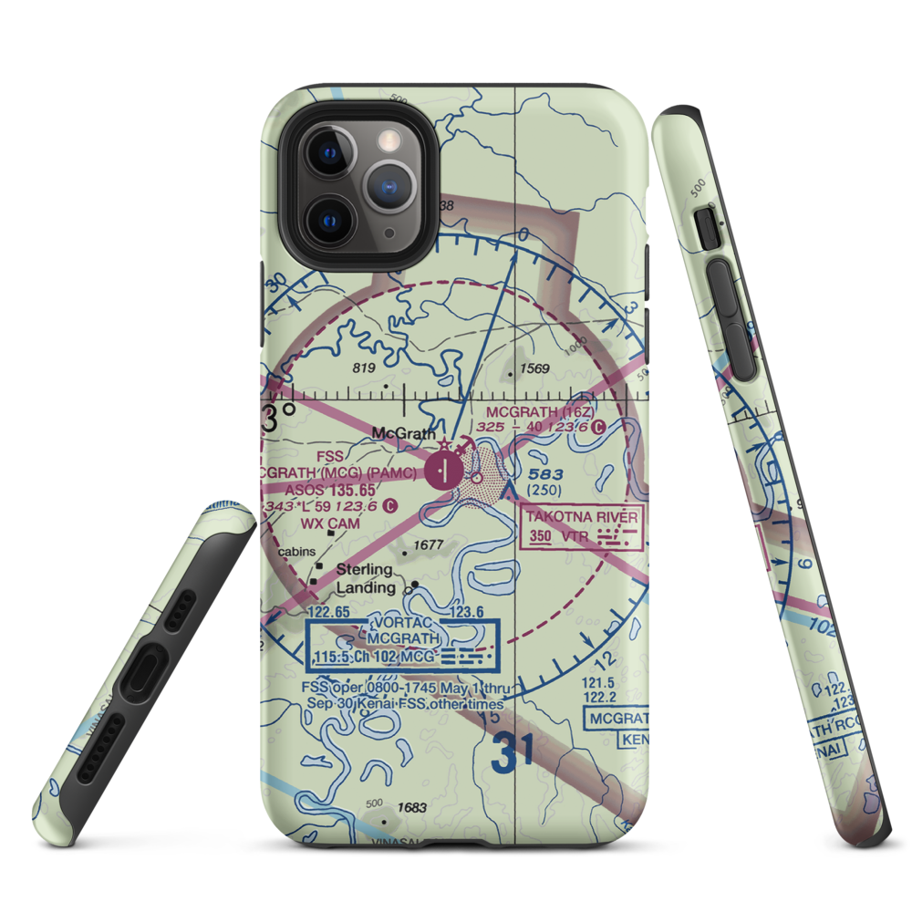 Mc Grath Seaplane Base (16Z) VFR Sectional  Tough iPhone Case iPhone 11 Pro Max model shown