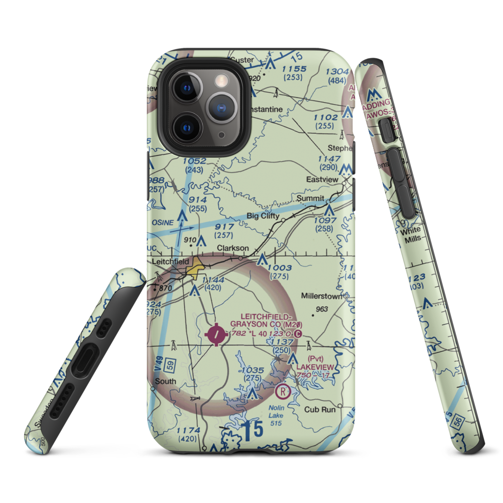 Mc Grew Airport (66KY) VFR Sectional  Tough iPhone Case iPhone 11 Pro model shown