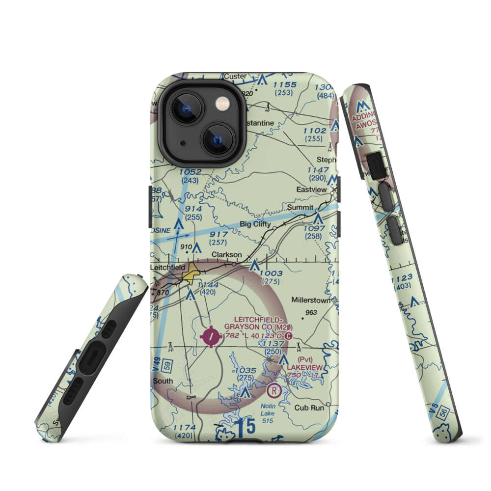 Mc Grew Airport (66KY) VFR Sectional  Tough iPhone Case iPhone 14 model shown