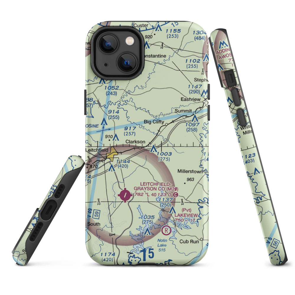 Mc Grew Airport (66KY) VFR Sectional  Tough iPhone Case iPhone 14 Plus model shown