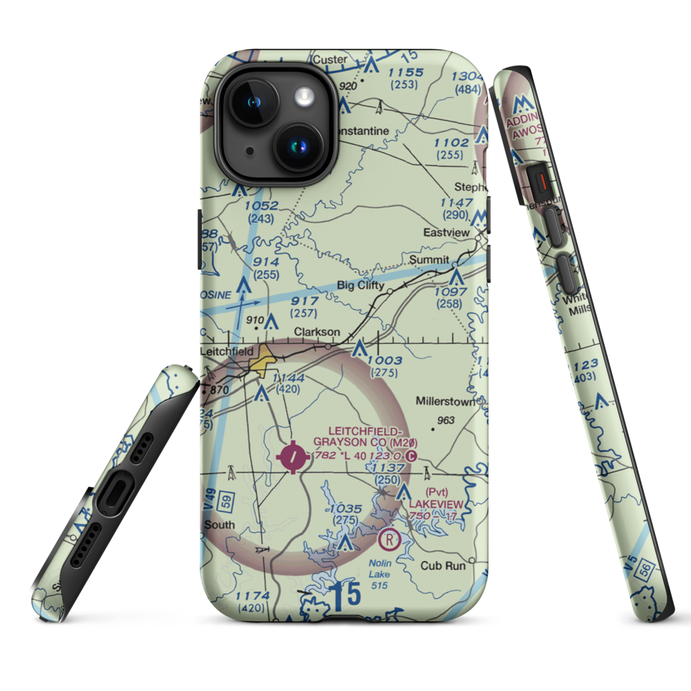 Mc Grew Airport (66KY) VFR Sectional  Tough iPhone Case iPhone 15 Plus model shown
