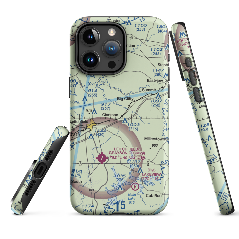 Mc Grew Airport (66KY) VFR Sectional  Tough iPhone Case iPhone 15 Pro Max model shown