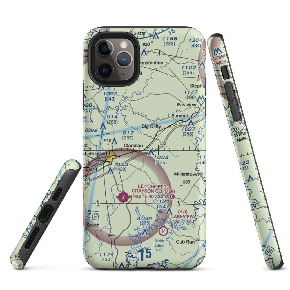 Mc Grew Airport (66KY) VFR Sectional  Tough iPhone Case iPhone 11 Pro Max model shown