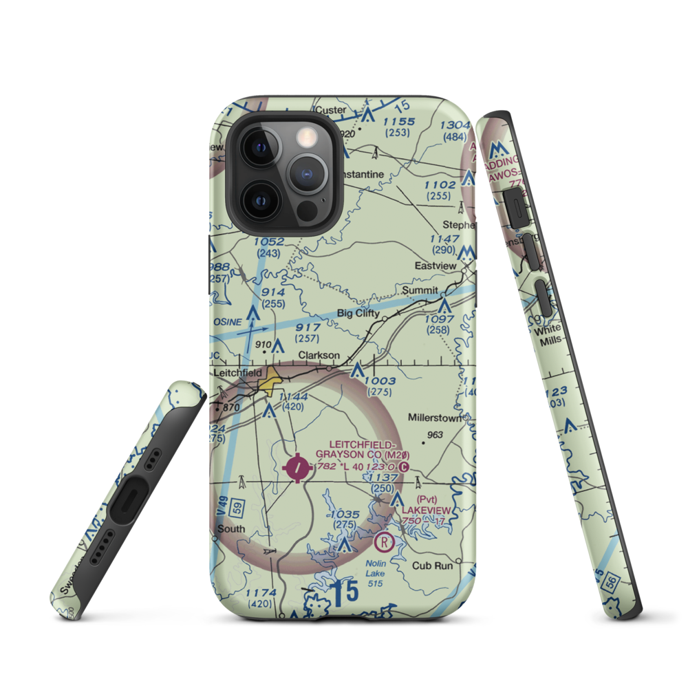 Mc Grew Airport (66KY) VFR Sectional  Tough iPhone Case iPhone 12 Pro model shown