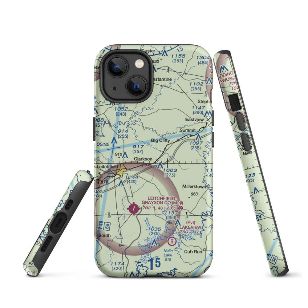 Mc Grew Airport (66KY) VFR Sectional  Tough iPhone Case iPhone 13 model shown