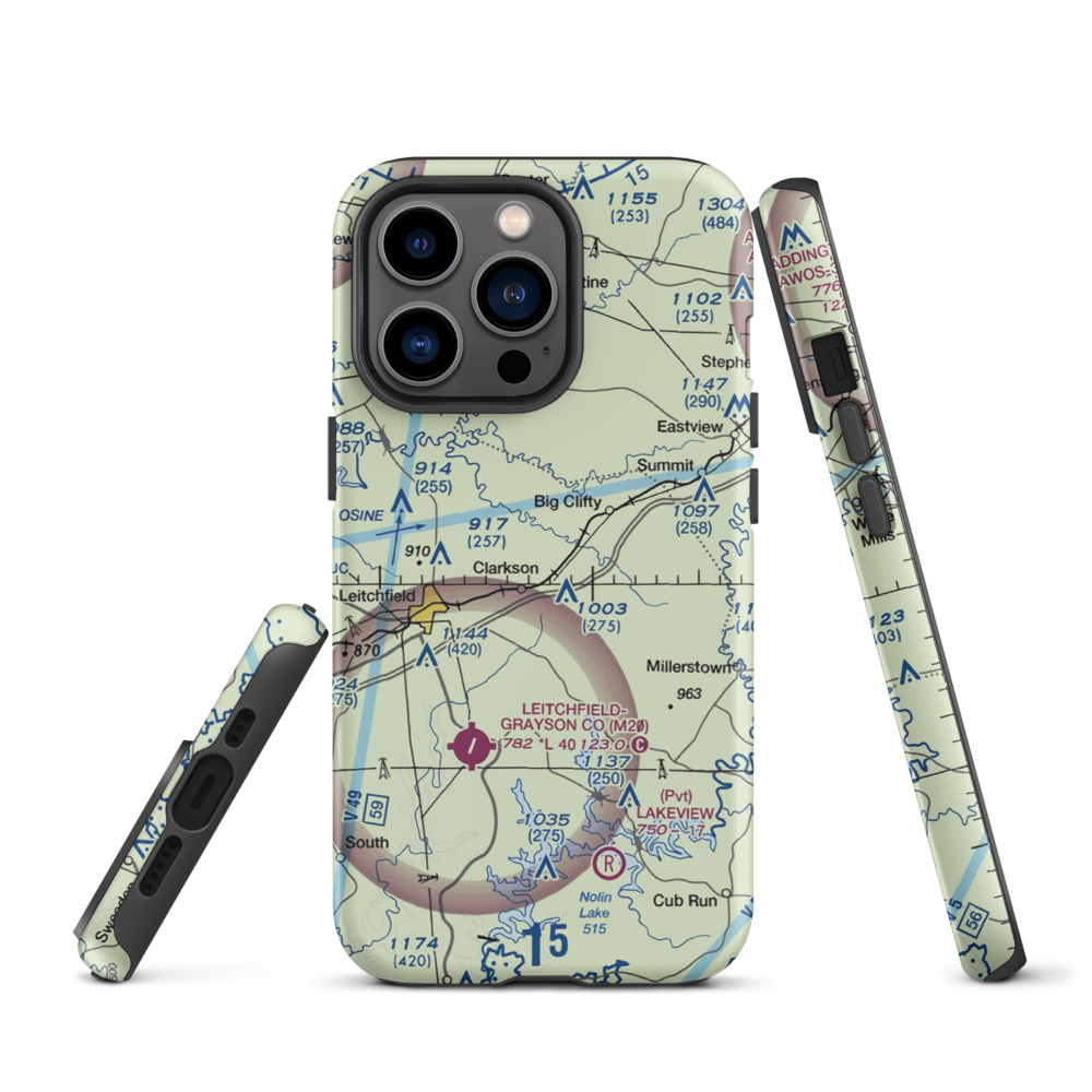 Mc Grew Airport (66KY) VFR Sectional  Tough iPhone Case iPhone 13 Pro model shown