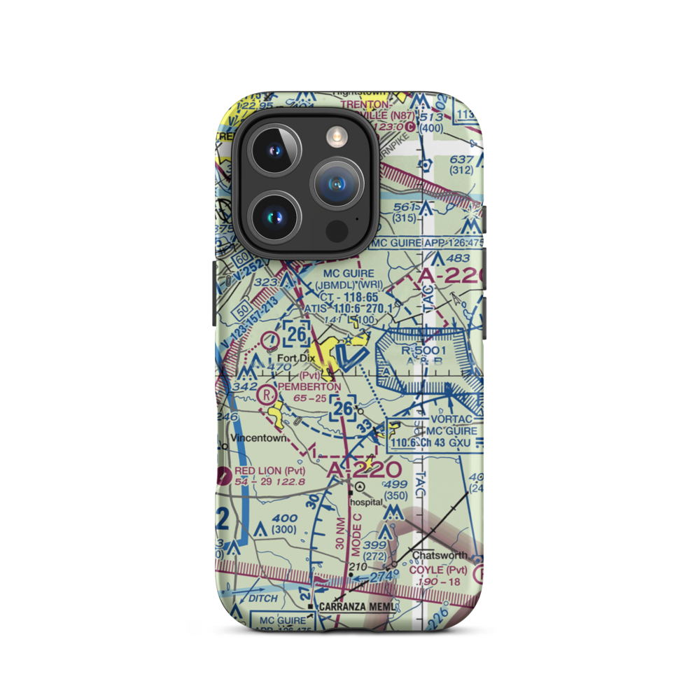 Mc Guire Air Force Base (WRI) VFR Sectional  Tough iPhone Case iPhone 16 Pro model shown