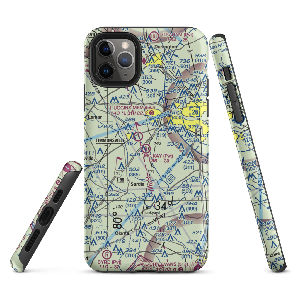 Mc Kay Airport (SC29) VFR Sectional  Tough iPhone Case iPhone 11 Pro Max model shown