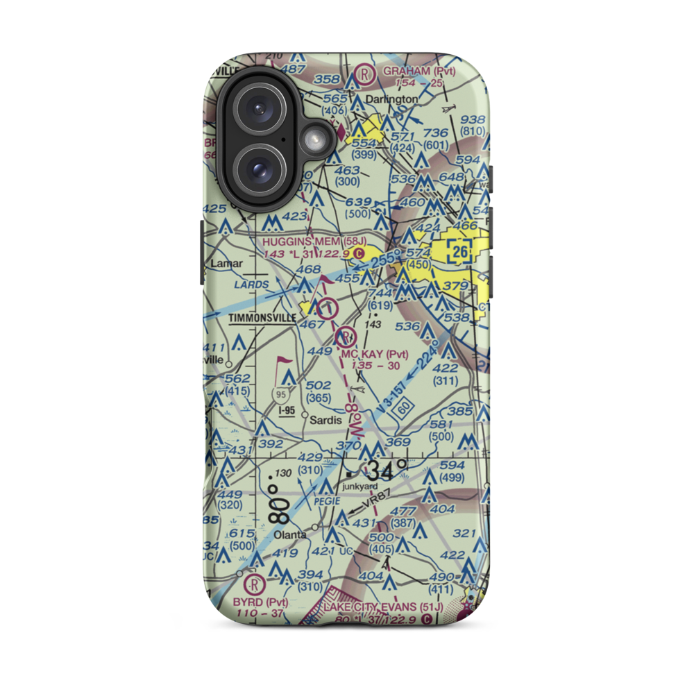 Mc Kay Airport (SC29) VFR Sectional  Tough iPhone Case iPhone 16 Plus model shown