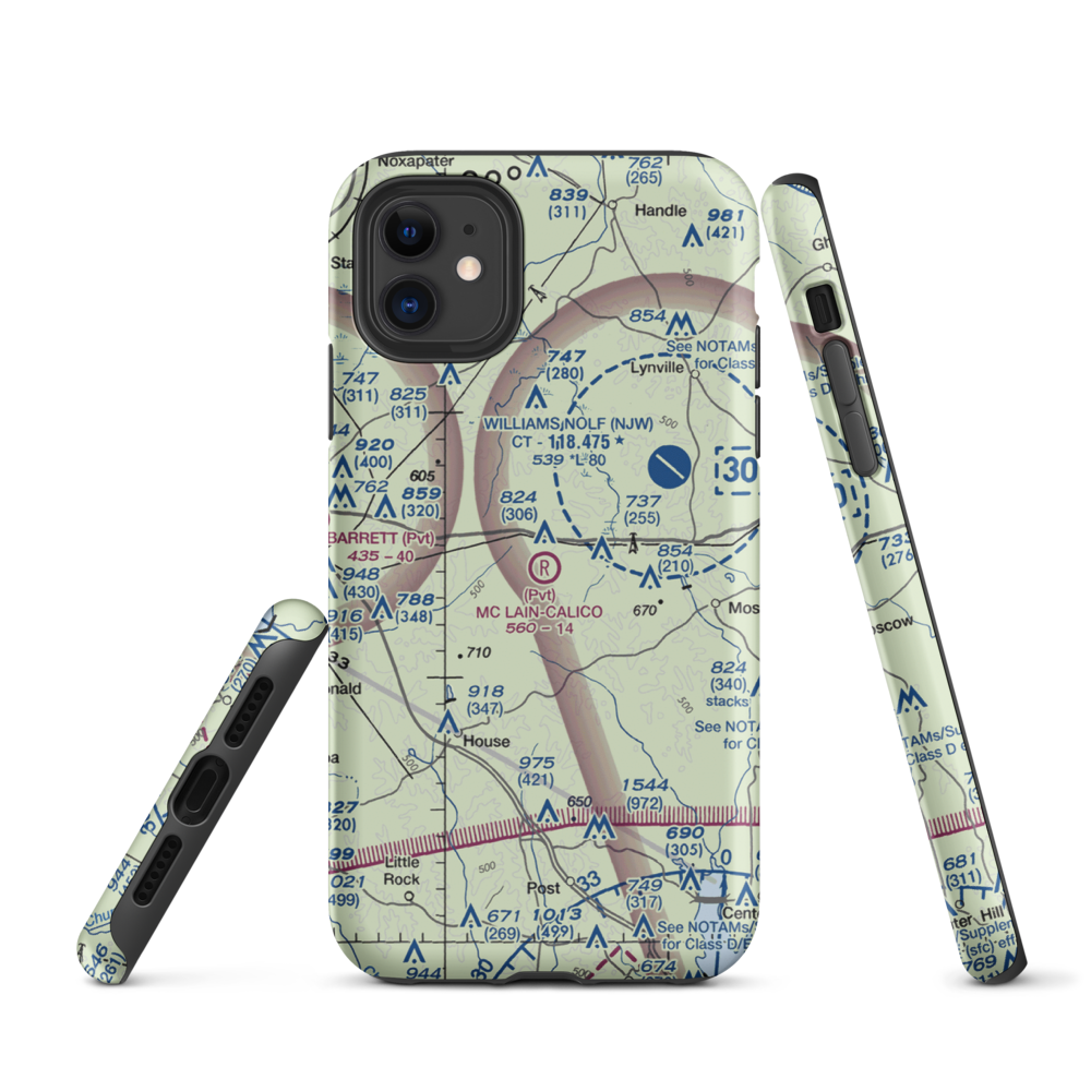 Mc Lain  -Calico Airport (MS70) VFR Sectional  Tough iPhone Case iPhone 11 model shown