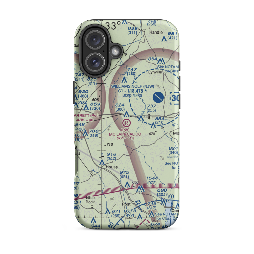 Mc Lain  -Calico Airport (MS70) VFR Sectional  Tough iPhone Case iPhone 16 Plus model shown