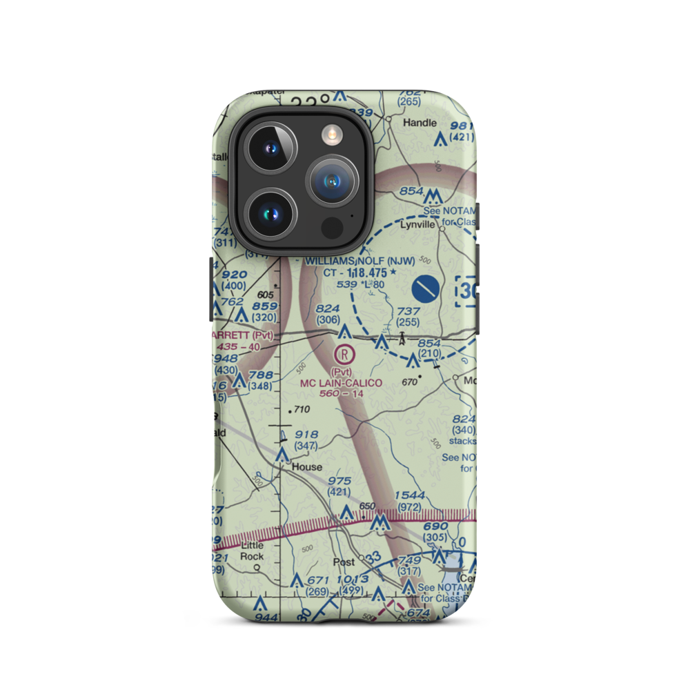 Mc Lain  -Calico Airport (MS70) VFR Sectional  Tough iPhone Case iPhone 16 Pro model shown