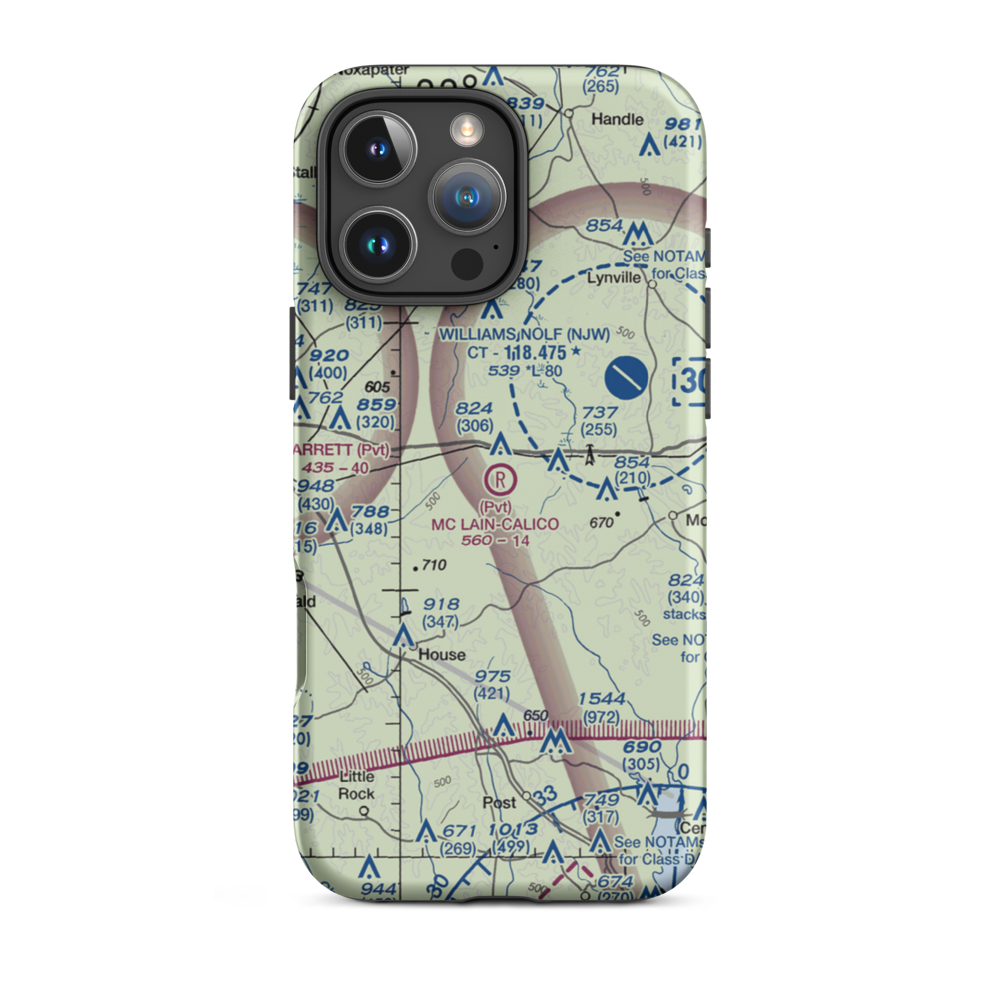 Mc Lain  -Calico Airport (MS70) VFR Sectional  Tough iPhone Case iPhone 16 Pro Max model shown