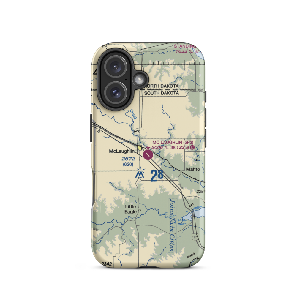 Mc Laughlin Municipal Airport (5P2) VFR Sectional  Tough iPhone Case iPhone 16 model shown