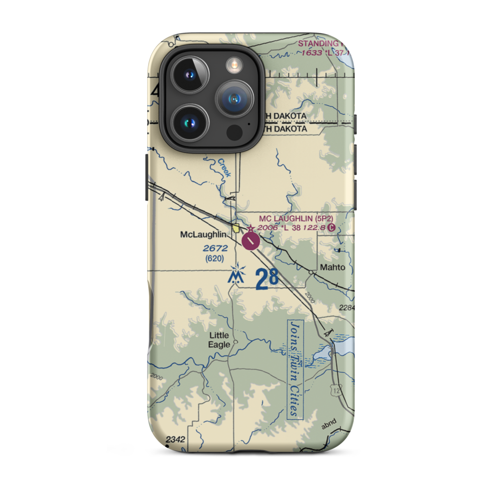 Mc Laughlin Municipal Airport (5P2) VFR Sectional  Tough iPhone Case iPhone 16 Pro Max model shown