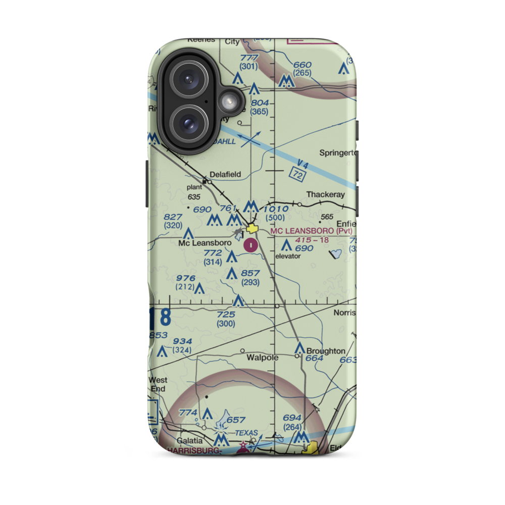 Mc Leansboro Airport (3LL8) VFR Sectional  Tough iPhone Case iPhone 16 Plus model shown