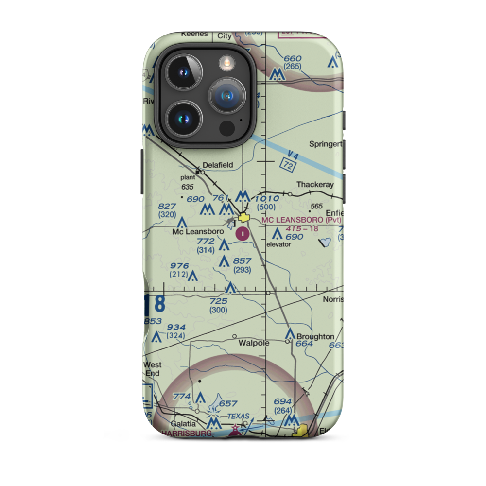 Mc Leansboro Airport (3LL8) VFR Sectional  Tough iPhone Case iPhone 16 Pro Max model shown