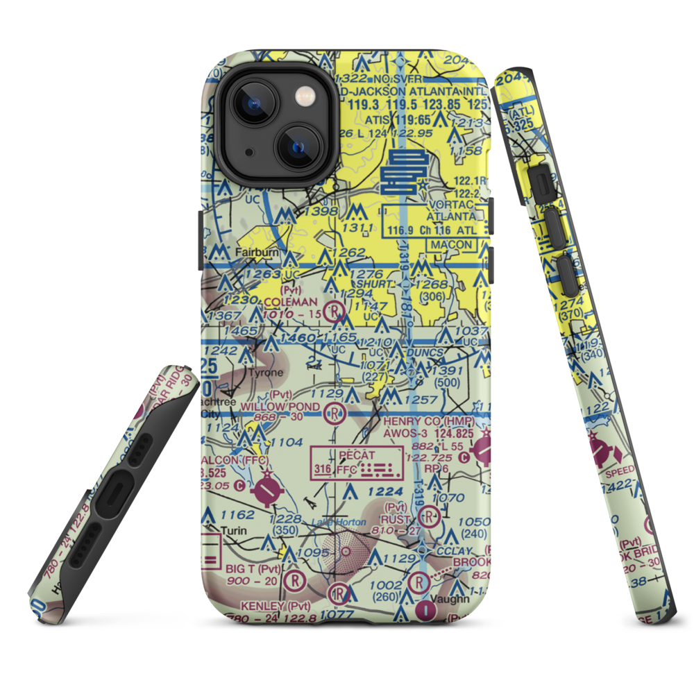 Mc Lendon Airport (GA94) VFR Sectional  Tough iPhone Case iPhone 14 Plus model shown