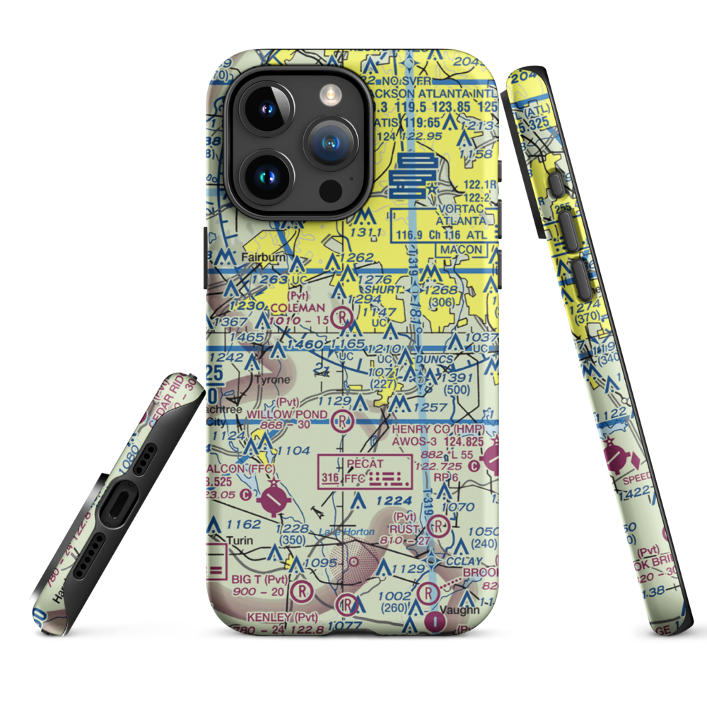 Mc Lendon Airport (GA94) VFR Sectional  Tough iPhone Case iPhone 15 Pro Max model shown