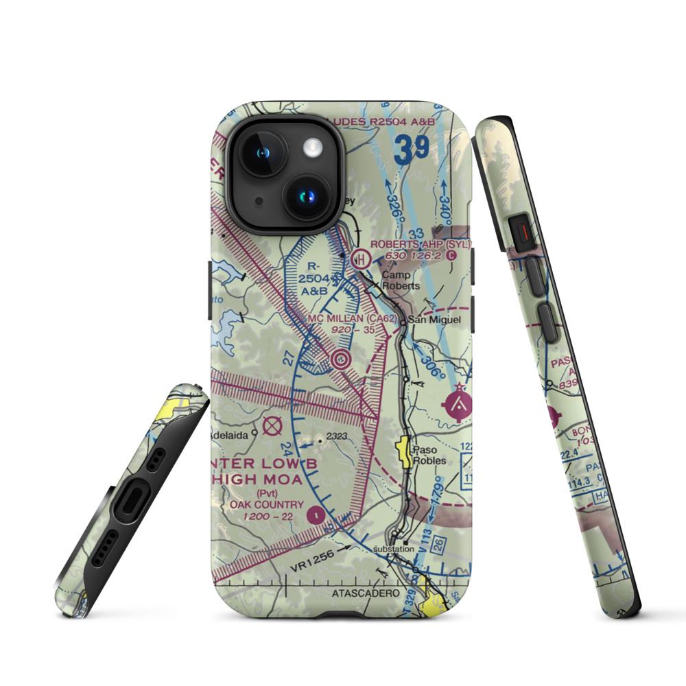 Mc Millan Assault Strip (CA62) VFR Sectional  Tough iPhone Case iPhone 15 model shown