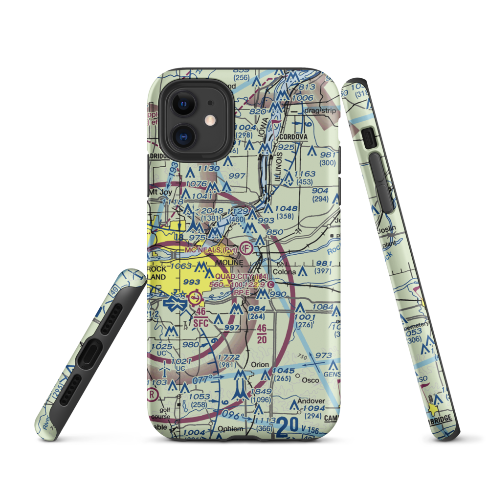 Mc Neal's Field (2IL3) VFR Sectional  Tough iPhone Case iPhone 11 model shown