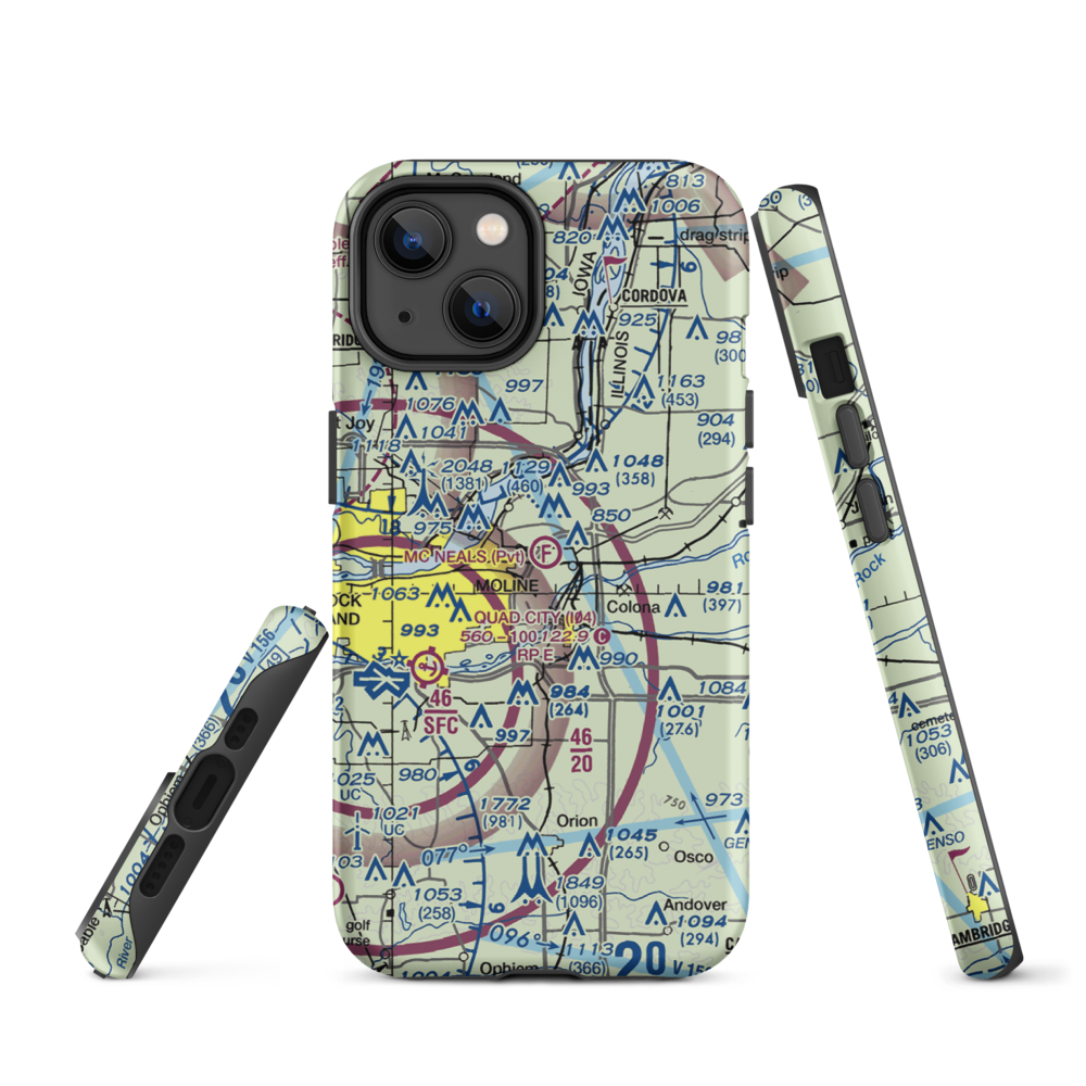 Mc Neal's Field (2IL3) VFR Sectional  Tough iPhone Case iPhone 14 model shown