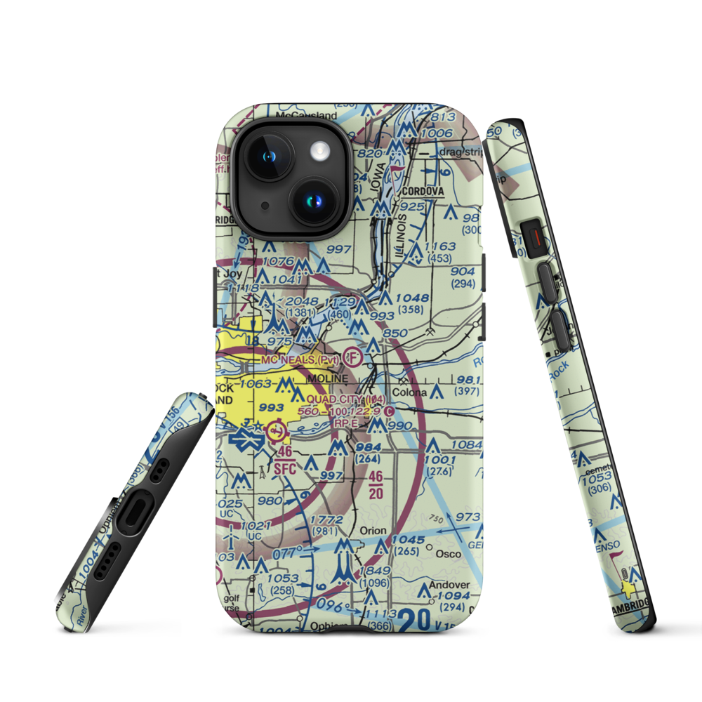 Mc Neal's Field (2IL3) VFR Sectional  Tough iPhone Case iPhone 15 model shown