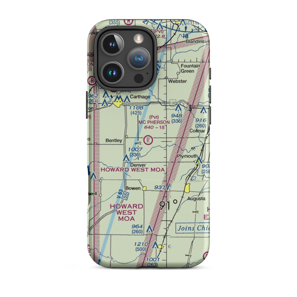 Mc Pherson Airport (5IS9) VFR Sectional  Tough iPhone Case iPhone 16 Pro Max model shown
