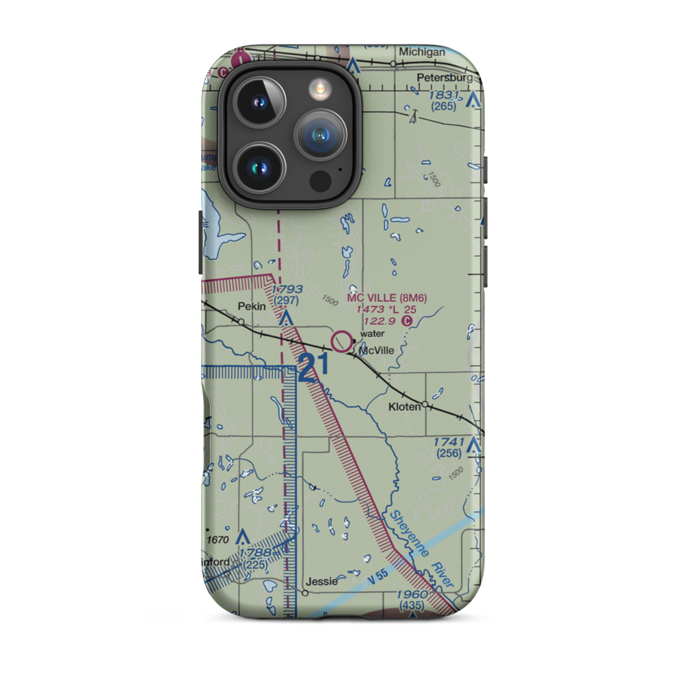 Mc Ville Municipal Airport (8M6) VFR Sectional  Tough iPhone Case iPhone 16 Pro Max model shown