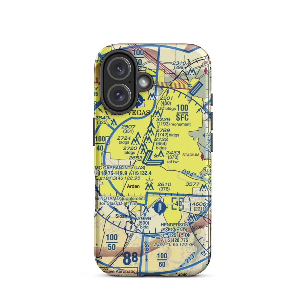 McCarran International Airport (LAS) VFR Sectional  Tough iPhone Case iPhone 16 model shown