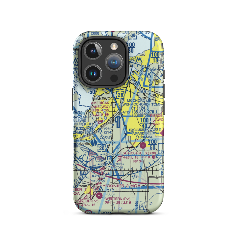 McChord Air Force Base (TCM) VFR Sectional  Tough iPhone Case iPhone 16 Pro model shown