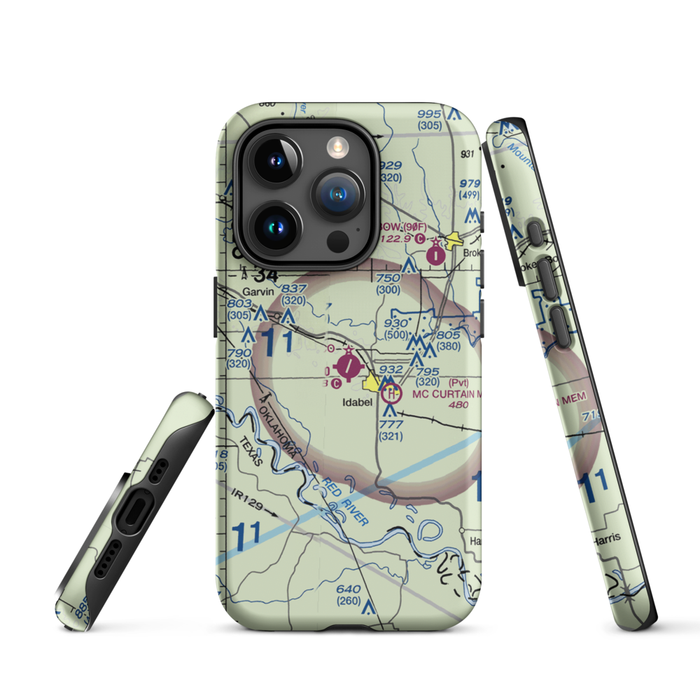 McCurtain County Regional Airport (4O4) VFR Sectional  Tough iPhone Case iPhone 15 Pro model shown