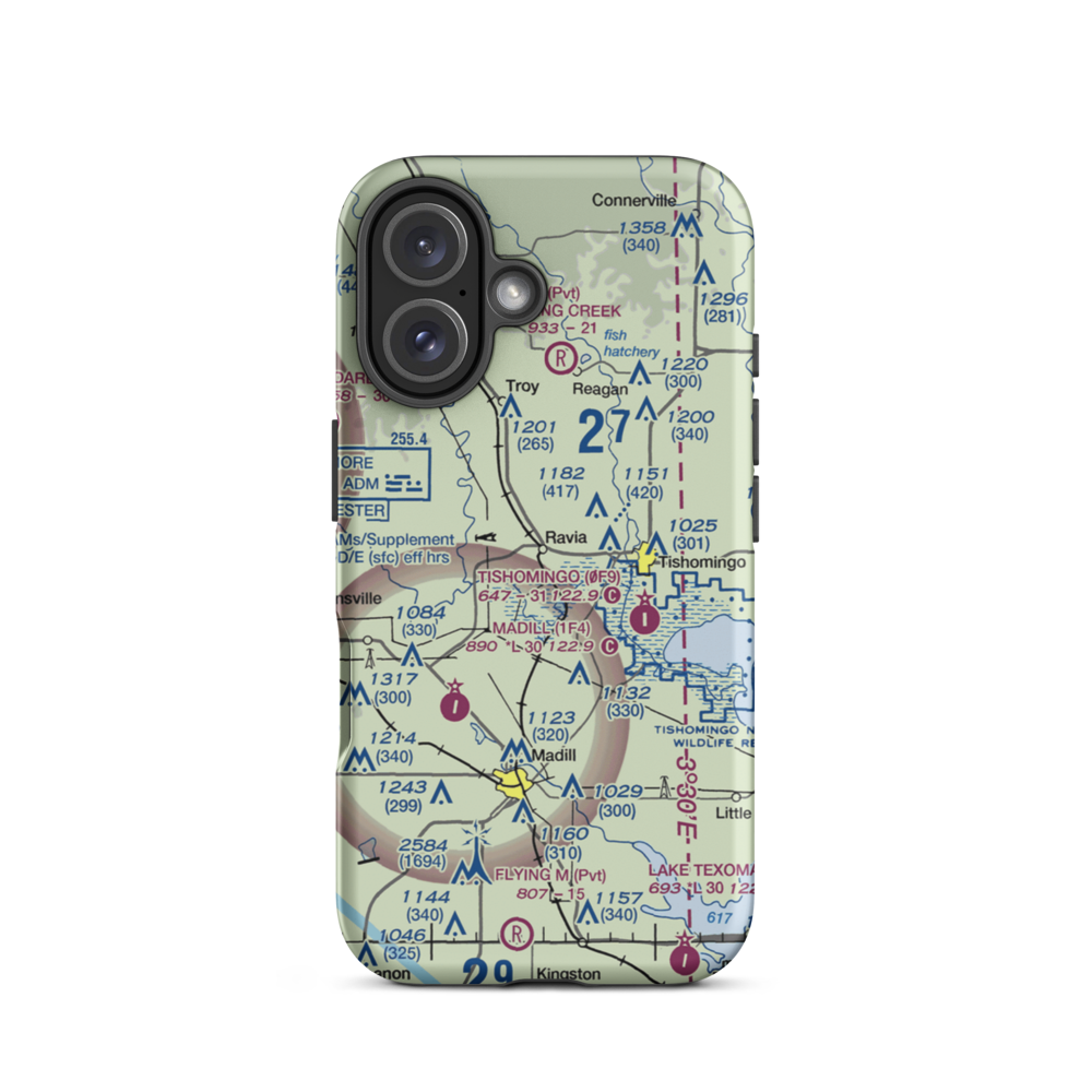Mcdaniel Aviation Airport (OK28) VFR Sectional  Tough iPhone Case iPhone 16 model shown