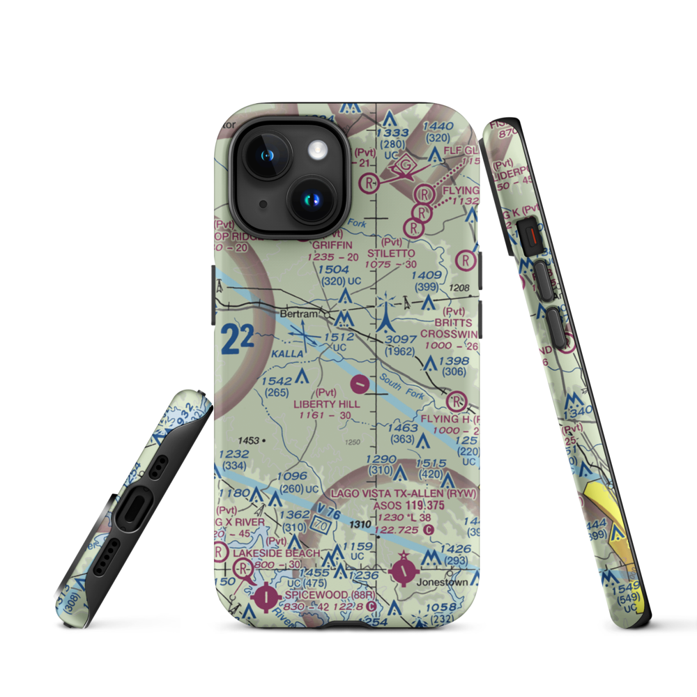 Mcfarlin Ranch Airport (XA12) VFR Sectional  Tough iPhone Case iPhone 15 model shown