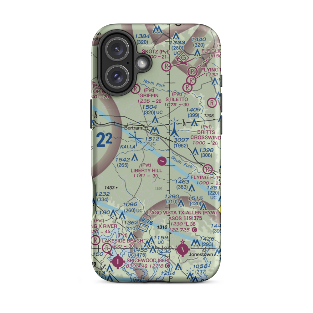 Mcfarlin Ranch Airport (XA12) VFR Sectional  Tough iPhone Case iPhone 16 Plus model shown
