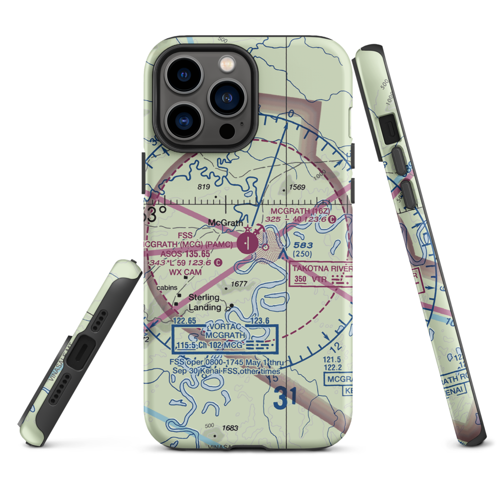 McGrath Airport (MCG) VFR Sectional  Tough iPhone Case iPhone 13 Pro Max model shown